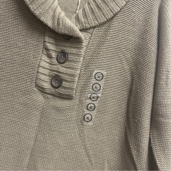 Natural Reflections Chunky Knit Shawl Roll Neck Pullover Button Up Sweater - Picture 6 of 8